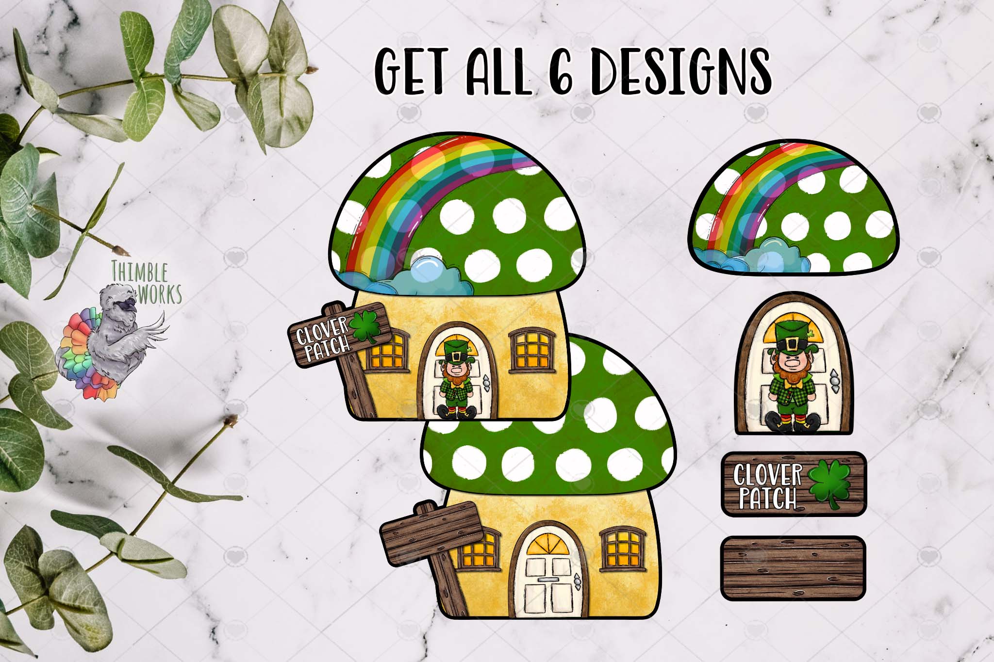 Leprechaun Clover Patch Interchangeable Mushroom Design