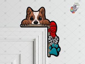 Corgie Peeking Over the Door Sitter Sublimation Design