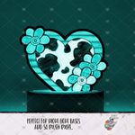Load image into Gallery viewer, Farm Cow Print Heart Flowers Light Base Design
