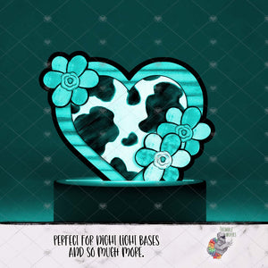 Farm Cow Print Heart Flowers Light Base Design