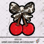 Load image into Gallery viewer, Cherries with Cow Print Bow Design

