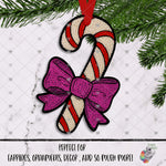 Load image into Gallery viewer, Crocheted Candy Cane with Pink Bow Design
