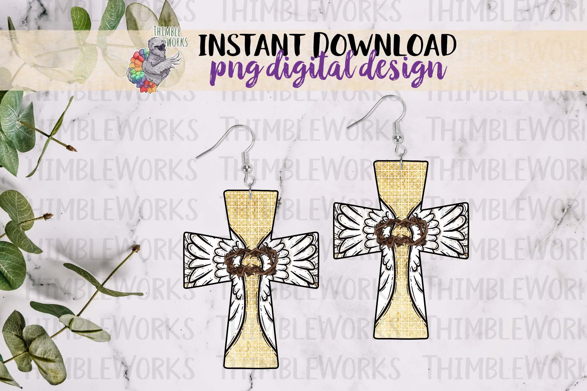 Cross with Wings Sublimation Design