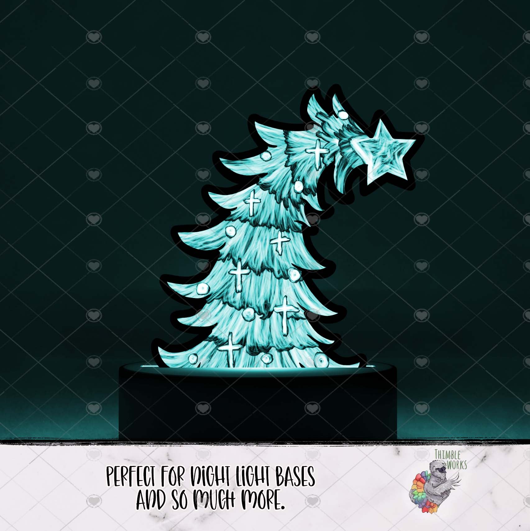 Cross Whimsical Christmas Tree Light Base Design