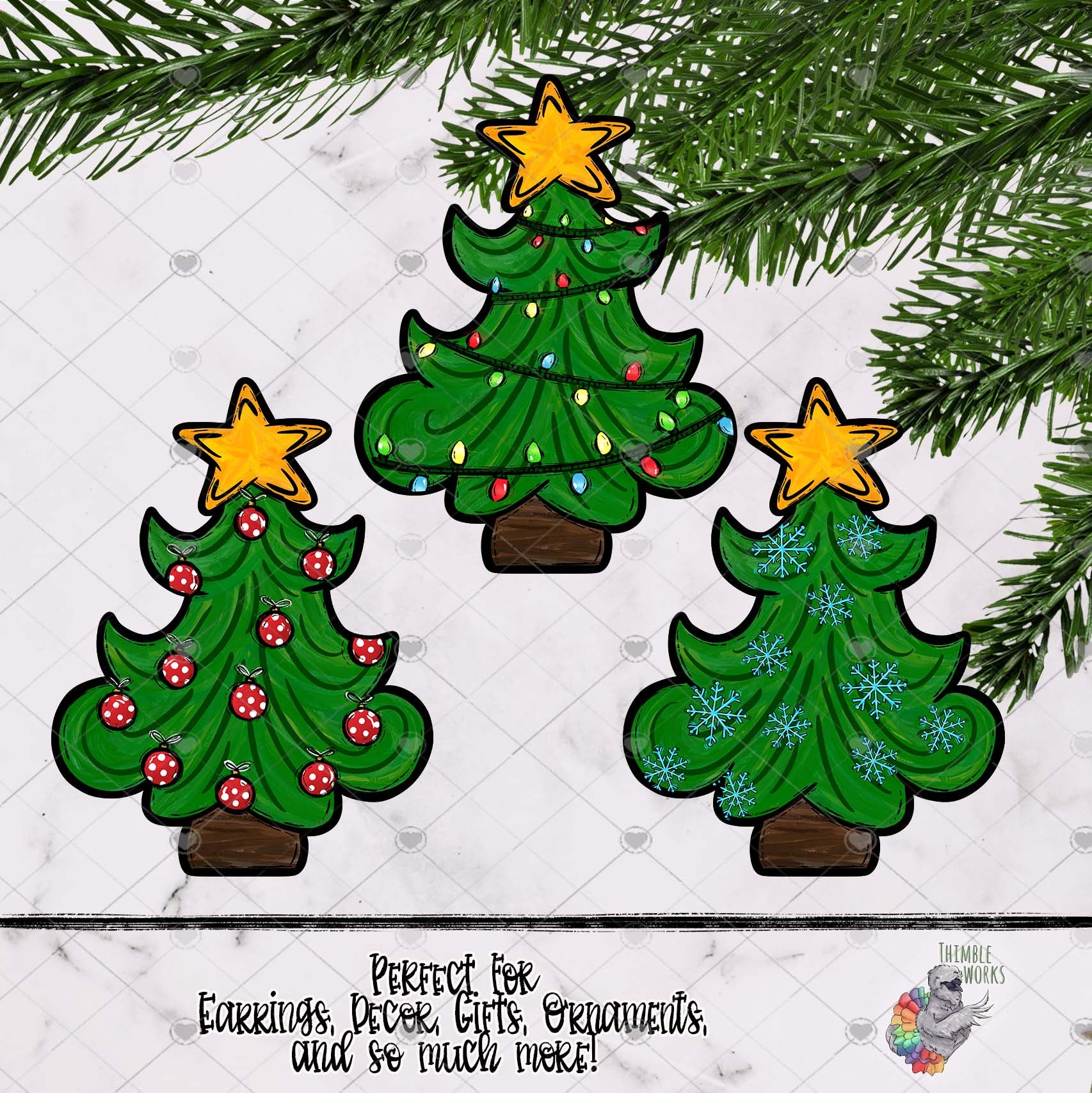 Decorated Swirl Christmas Tree Design Bundle