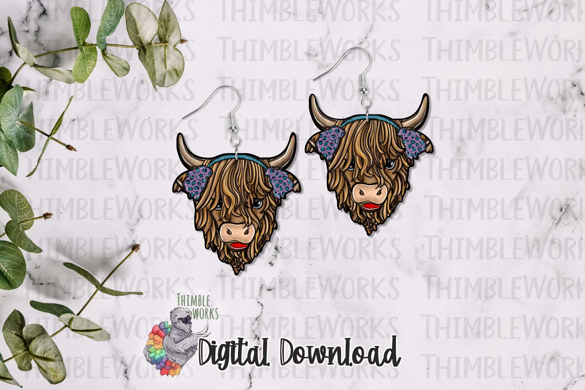 Winter Highland Cow Sublimation Design