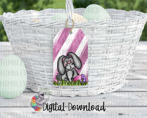 Pink Easter Bunny Tag Sublimation Design