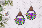 Load image into Gallery viewer, Stained Glass Flower Leather Earring Sublimation Design
