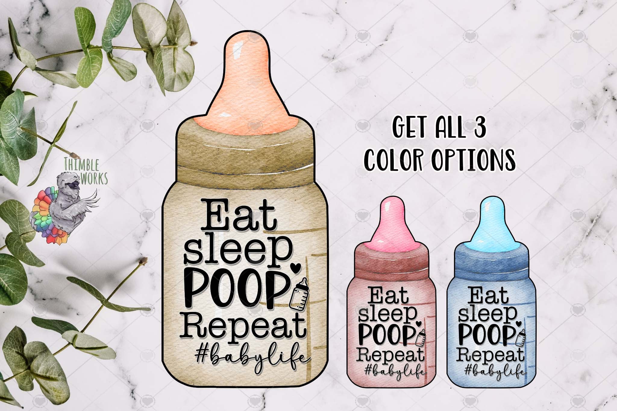 Eat Sleep Poop Baby Bottle Design Bundle