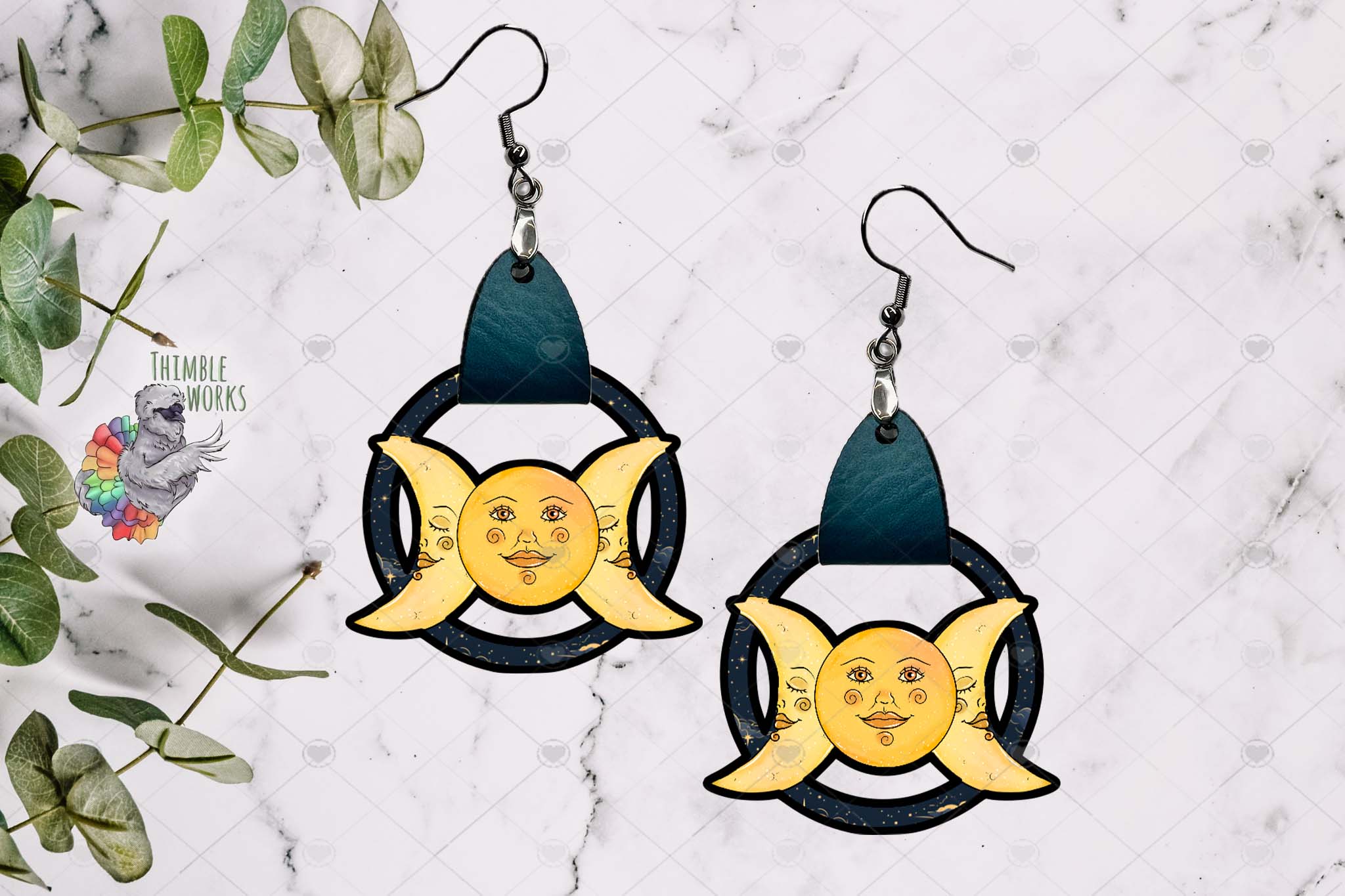 Celestial Moons Leather Earring Design