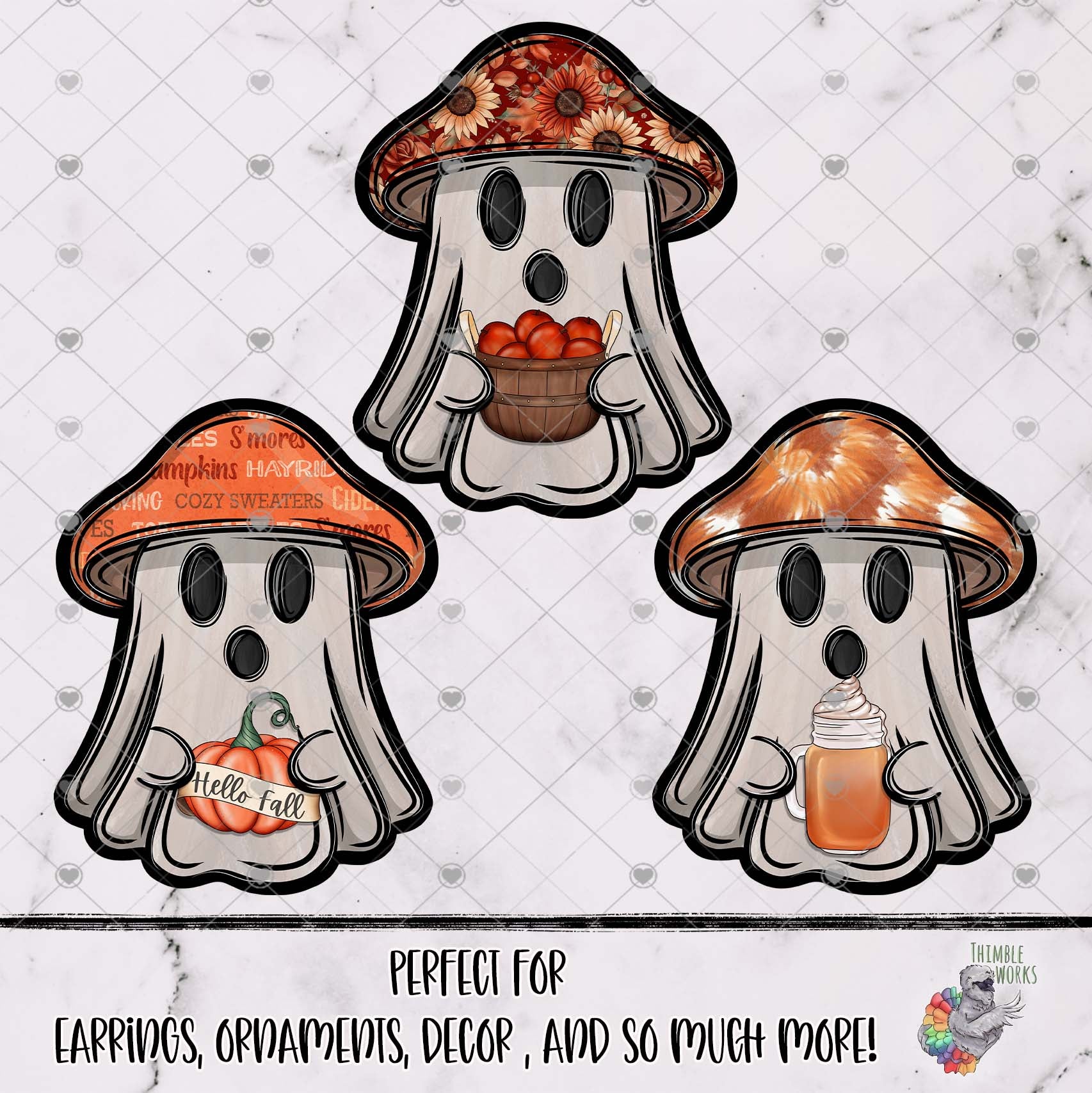 Happy Fall Mushroom Ghost Design