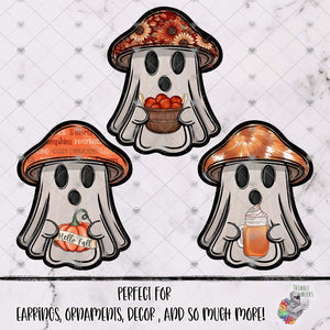 Happy Fall Mushroom Ghost Design