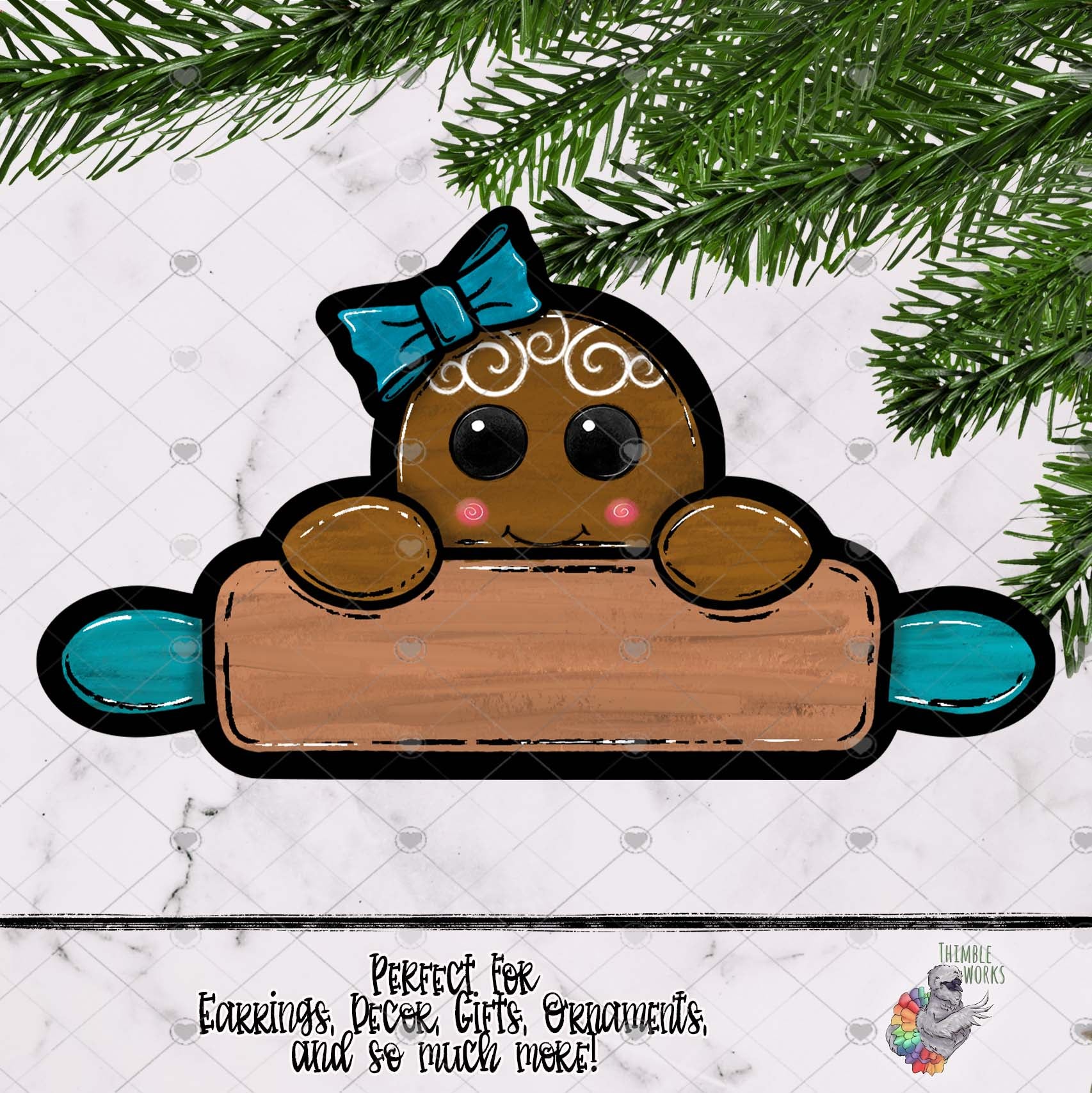 Fancy Gingerbread Girl with Rolling Pin Design