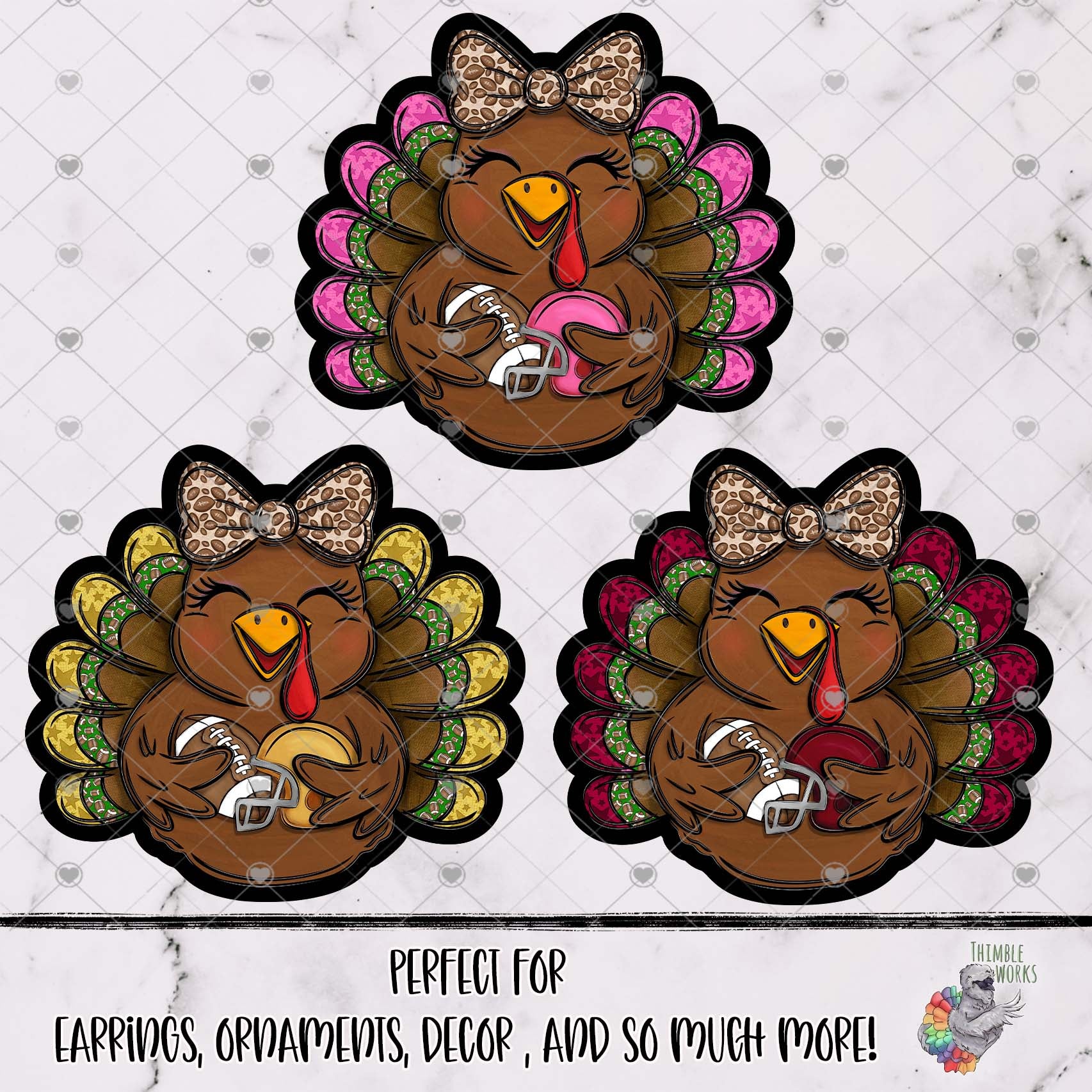 Football Turkey with Bow Design Bundle 3