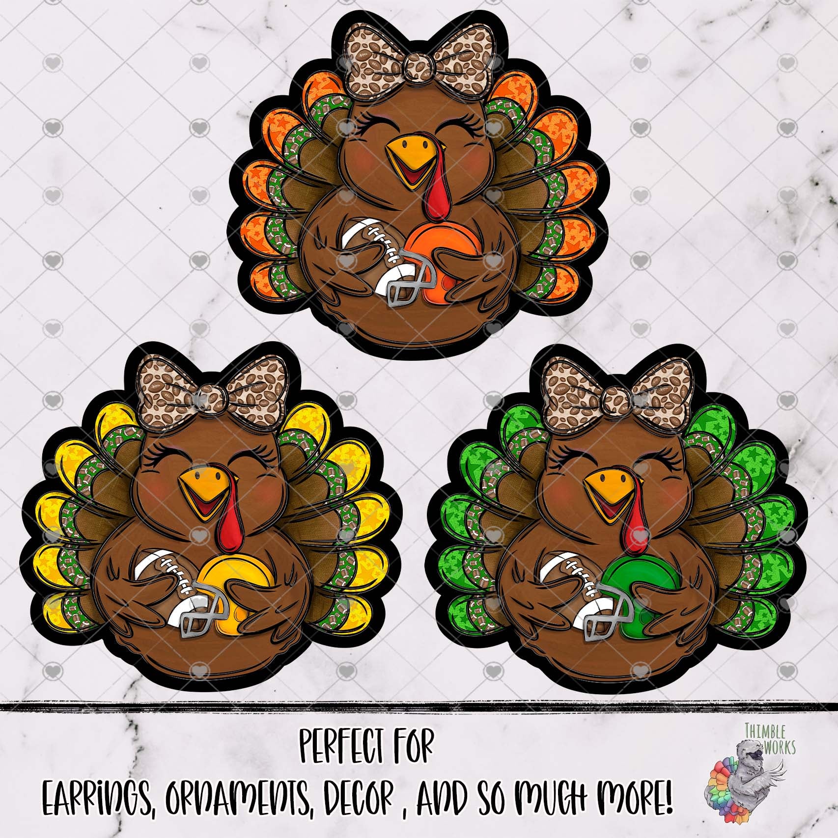 Football Turkey with Bow Design Bundle 2