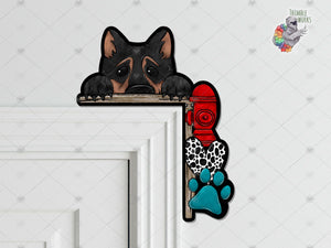 German Shepard Peeking Over the Door Sitter Sublimation Design