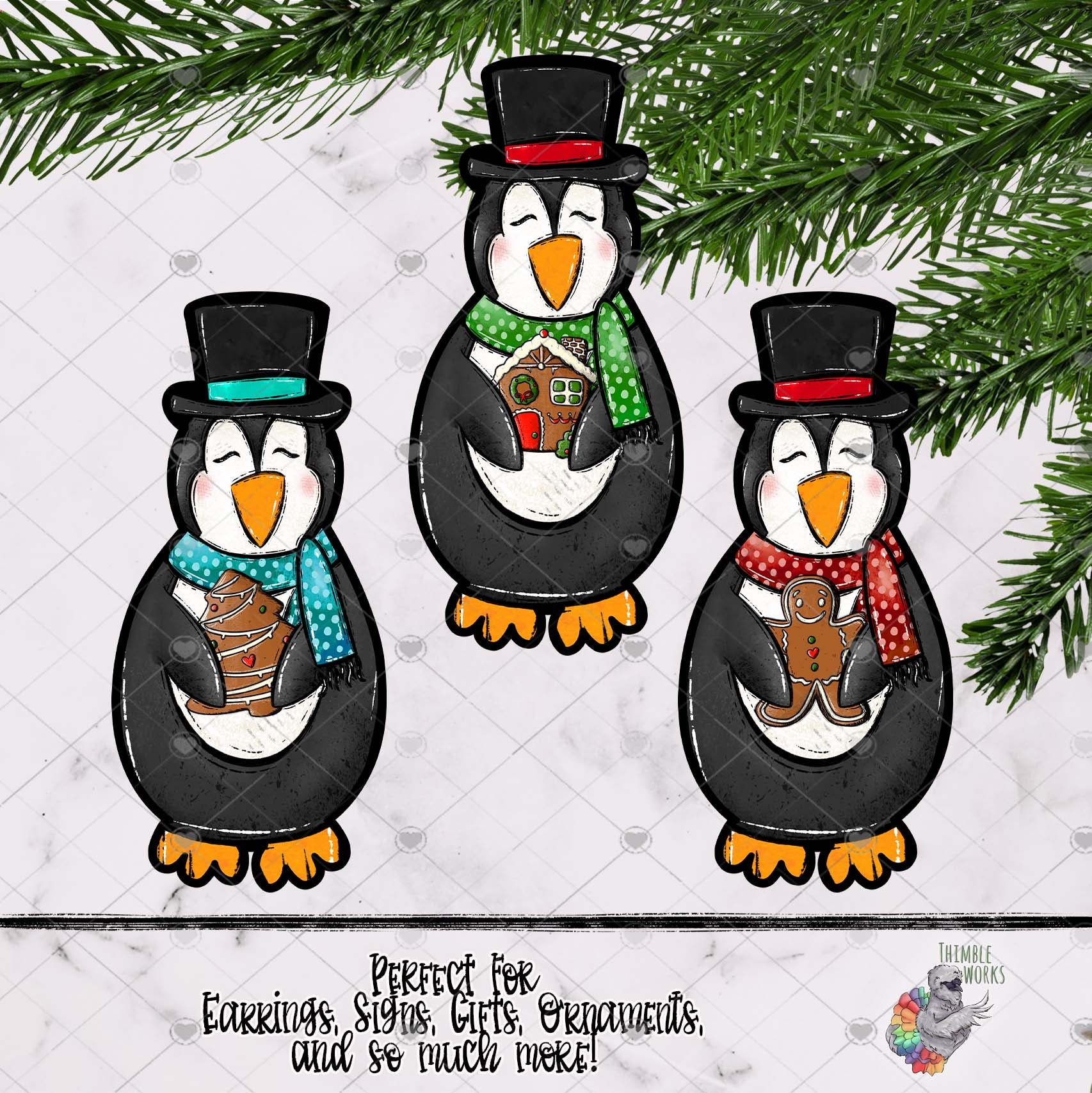 Gingerbread Cookie Penguin Design Bundle