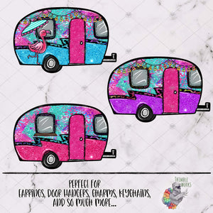 Glitter Neon Summer Camper Design Bundle