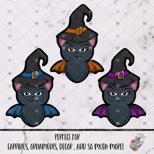 Glitter Chubby Bat with Witches Hat Design