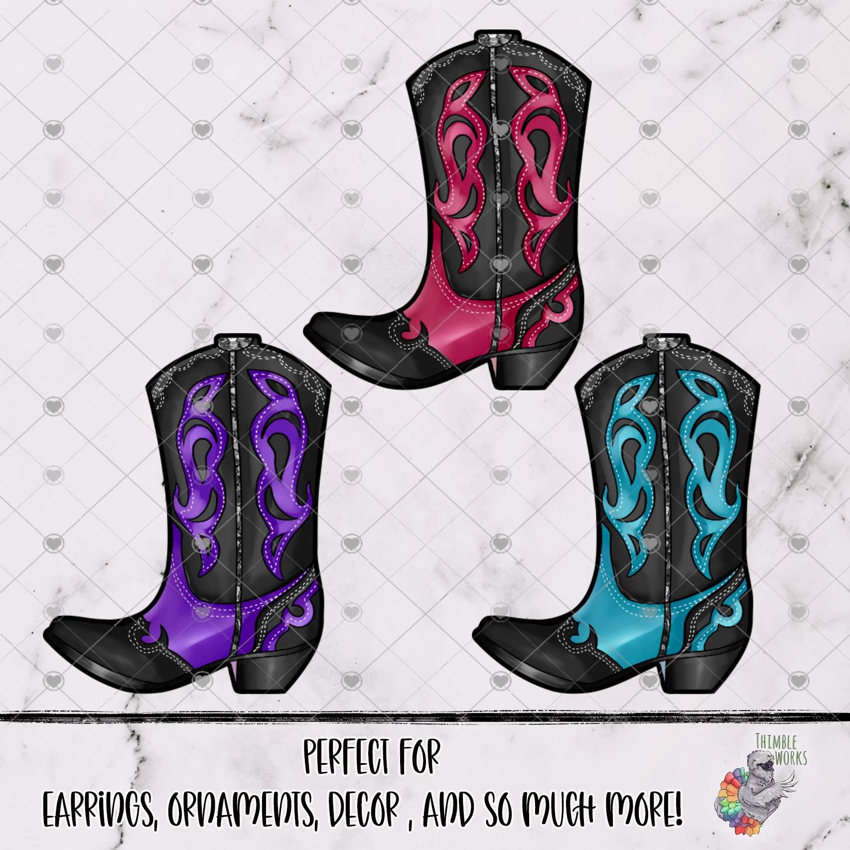Glitter Diamond Cowboy Boot Design Bundle