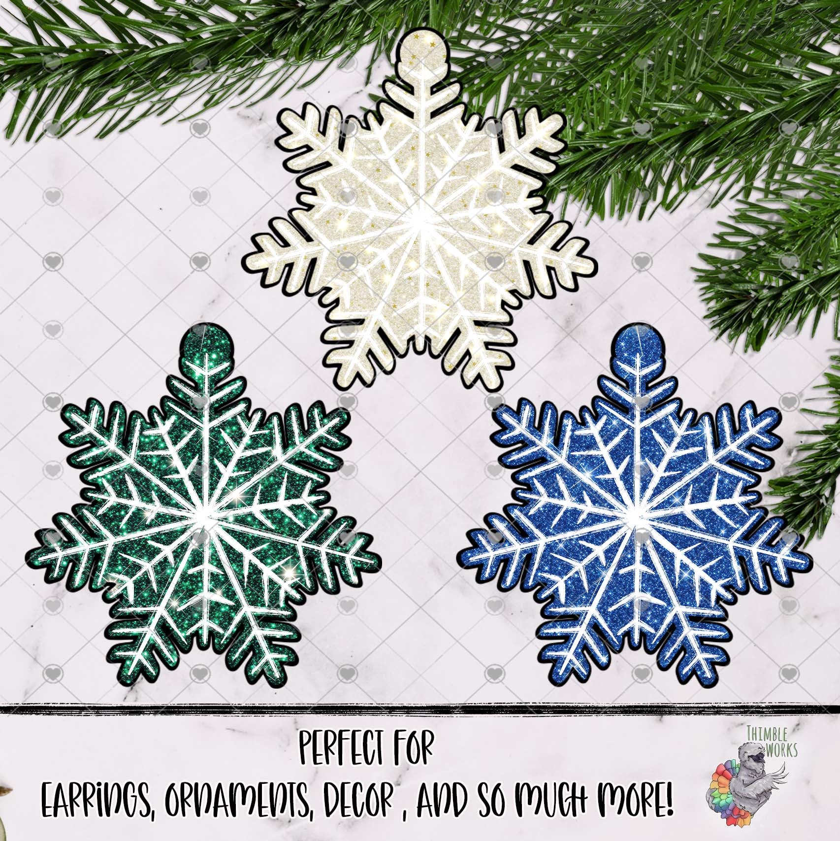 Glitter Jewel Colors Snowflake Design Bundle