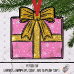 Load image into Gallery viewer, Glitter Pink and Gold Present Design
