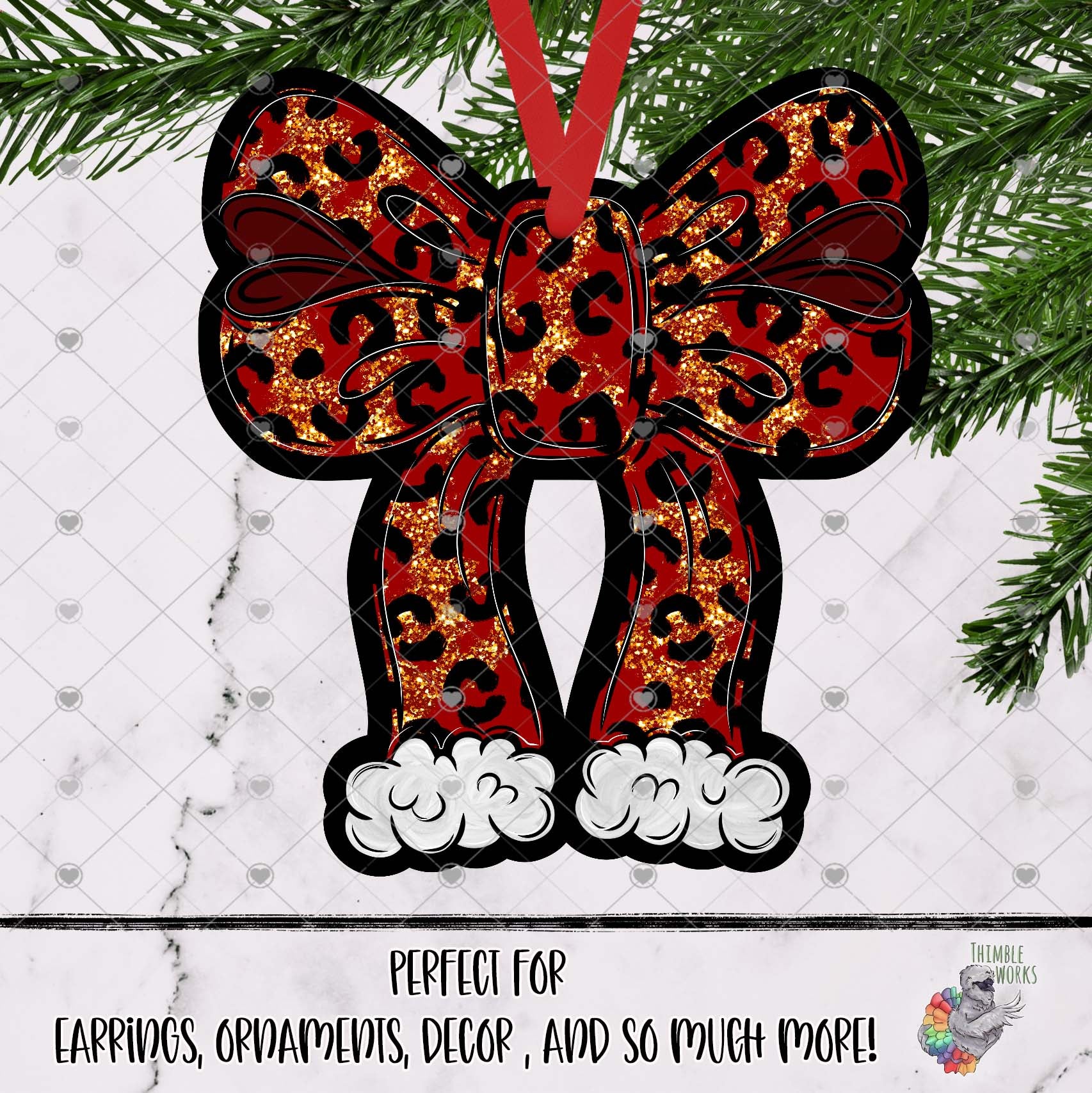 Glitter Leopard Christmas Bow Design