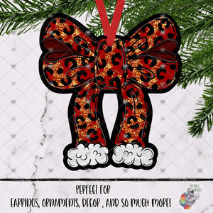 Glitter Leopard Christmas Bow Design