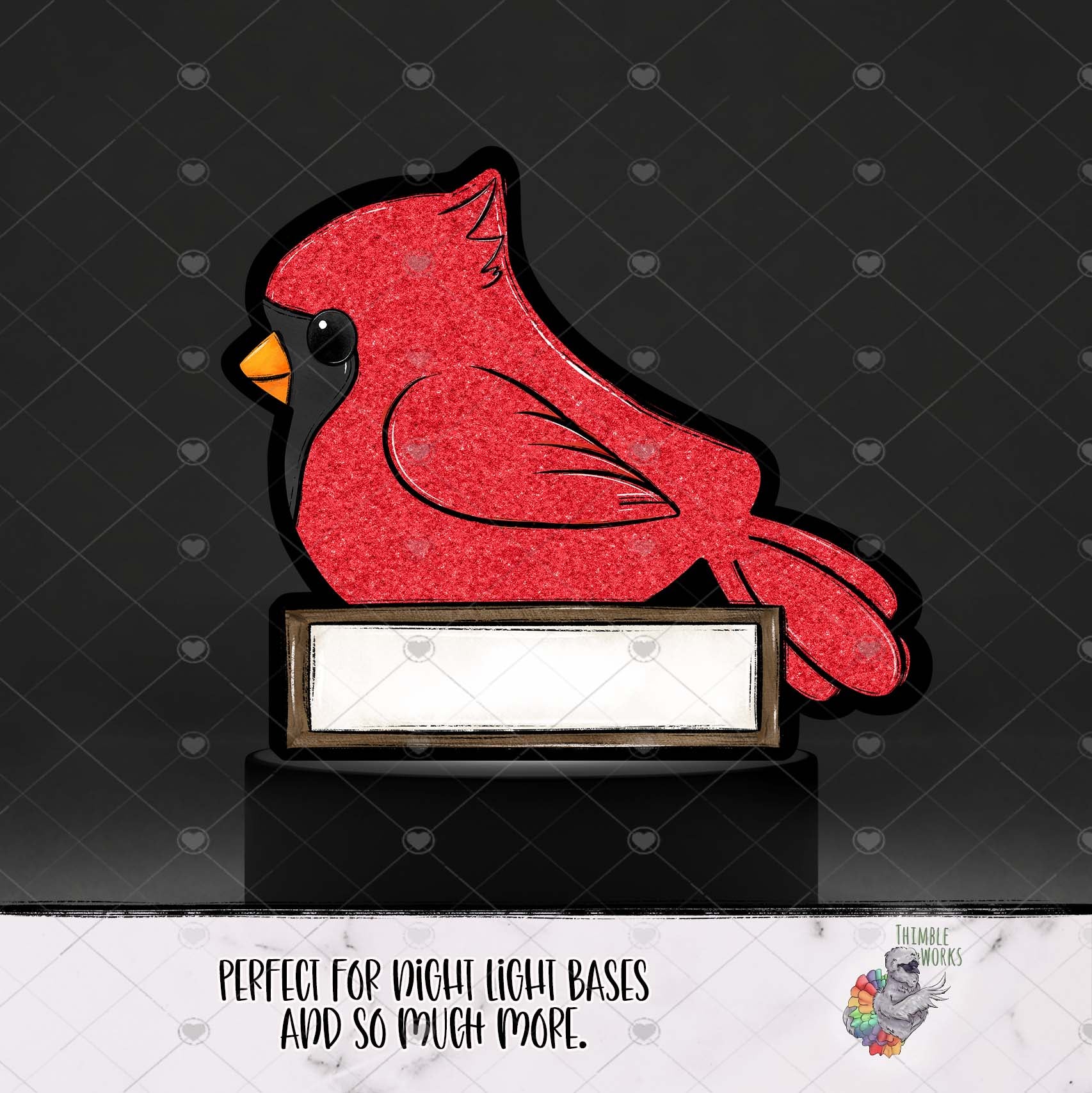 Glitter Cardinal Sign Light Base Design