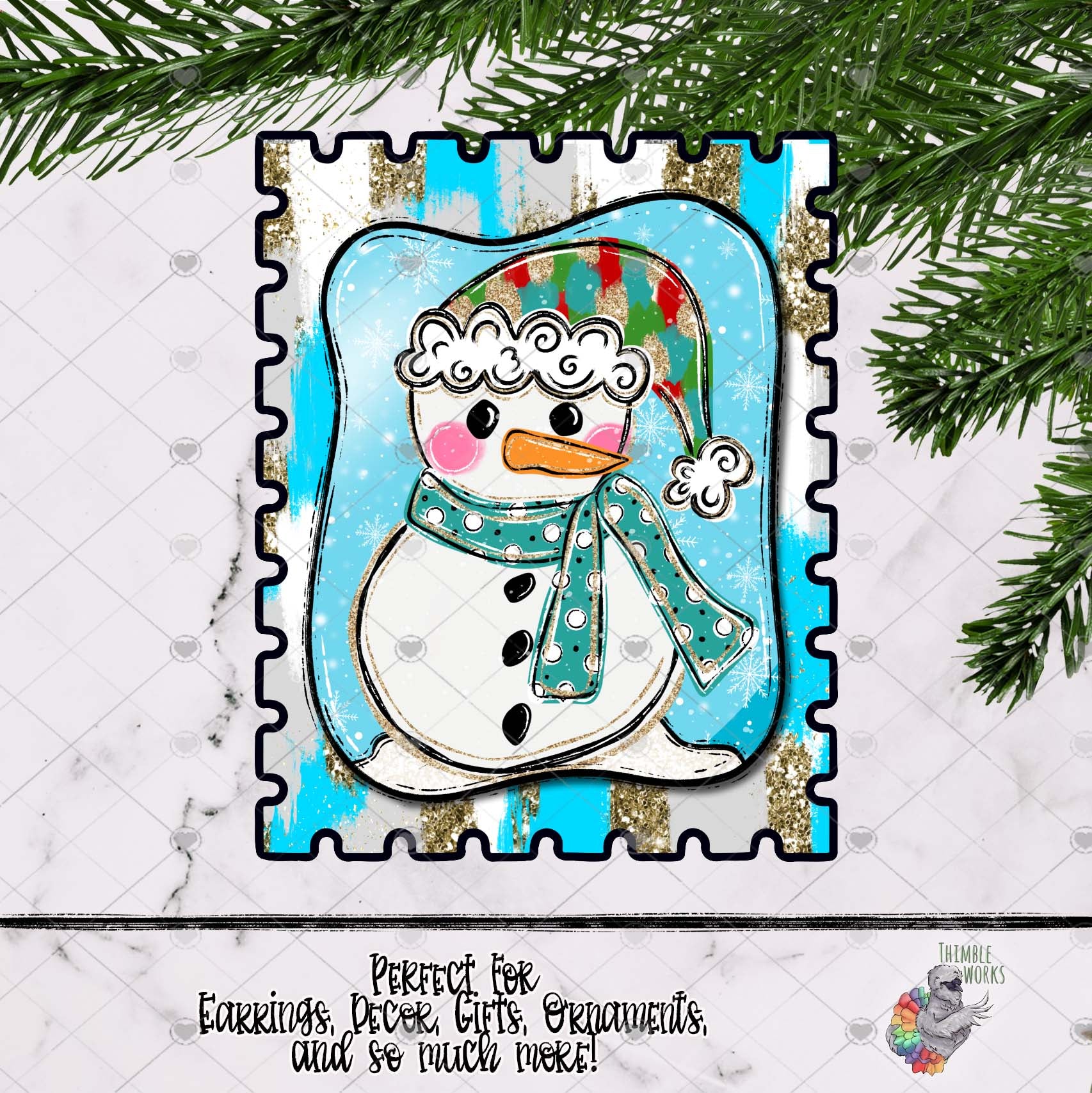 Glitter Snowman Stamp Design