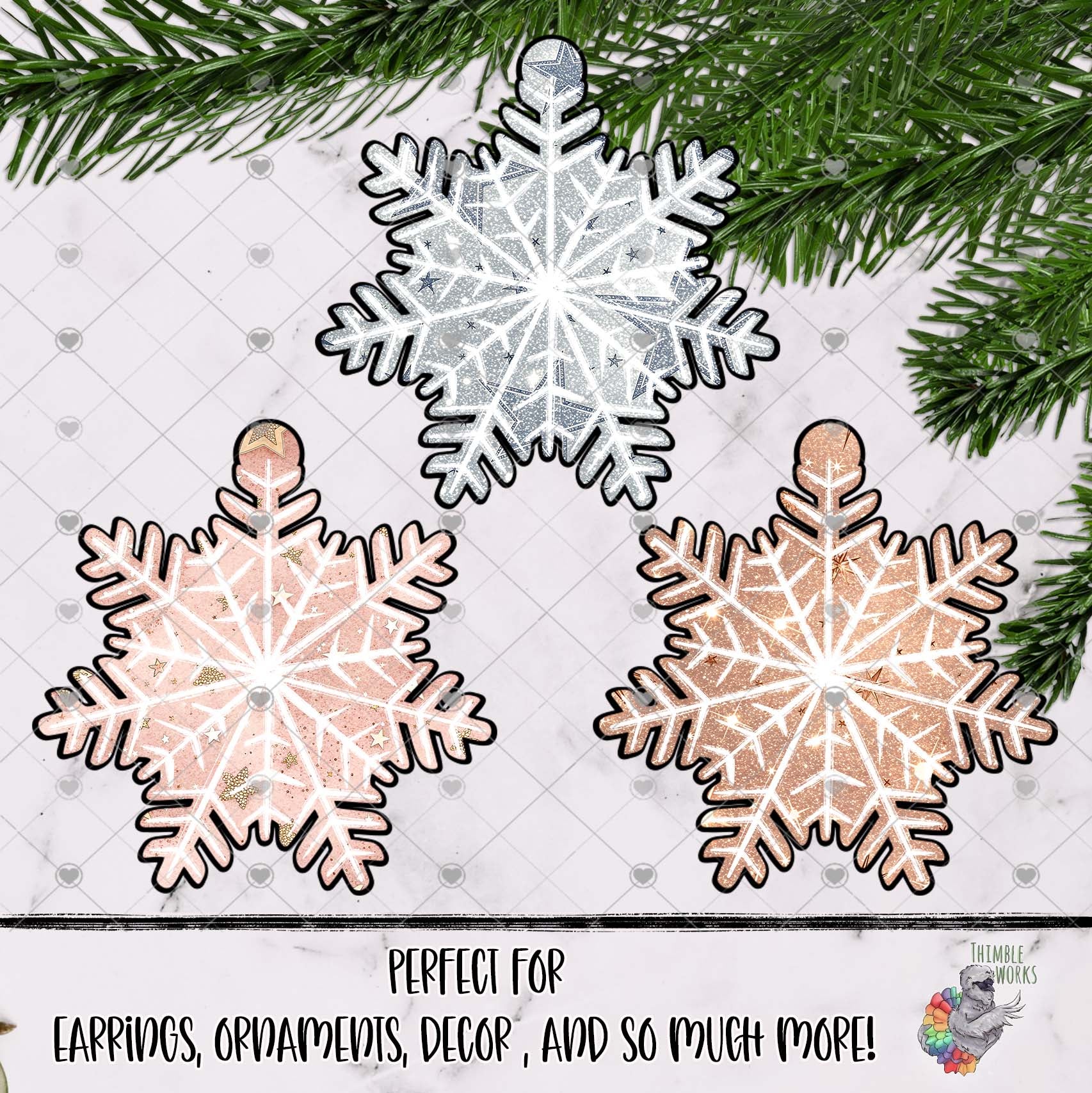 Glitter Star Snowflake Design Bundle