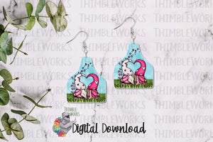 Valentine's Gnome Cow Tag Sublimation Design