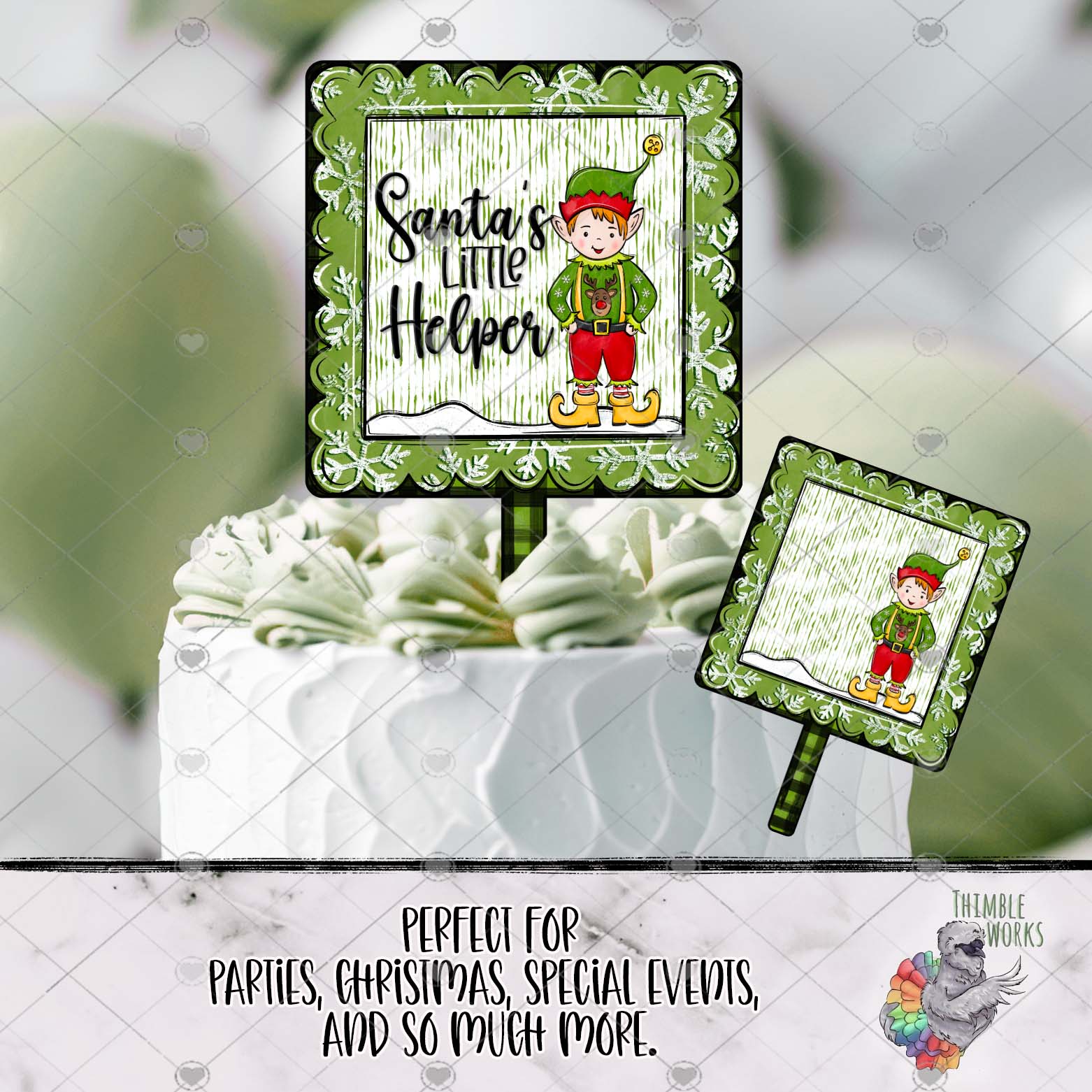 Christmas Elf Square Cake Topper Design Bundle