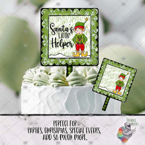 Christmas Elf Square Cake Topper Design Bundle