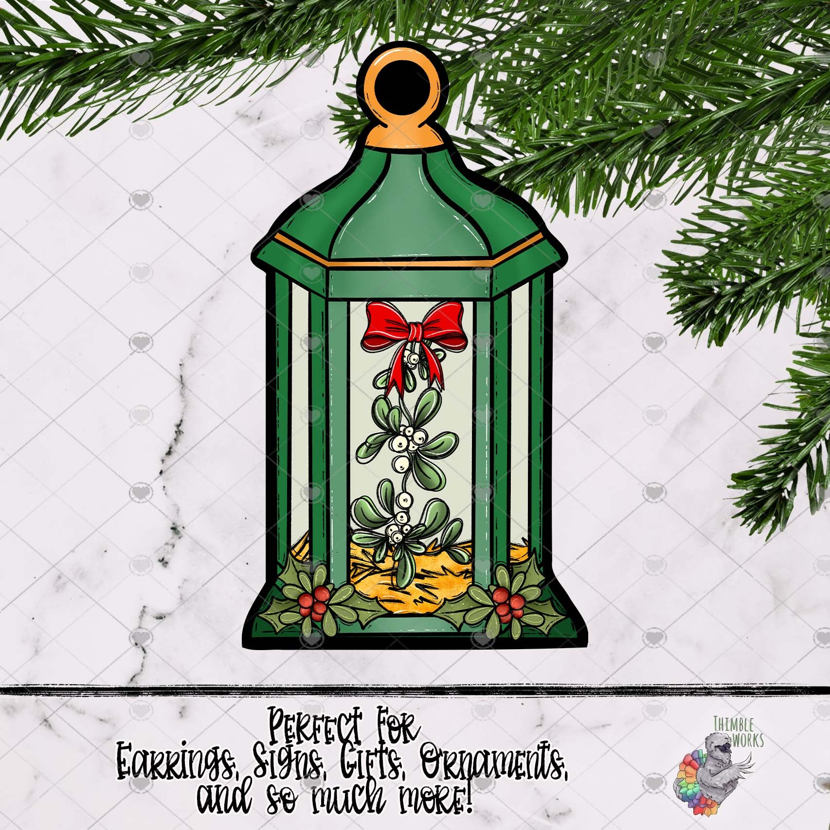 Green Mistletoe Lantern Design