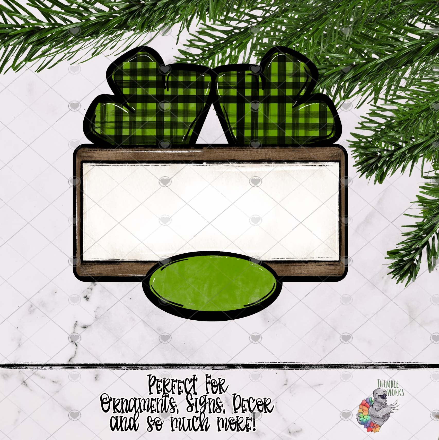 Green Plaid Reindeer Sign Design