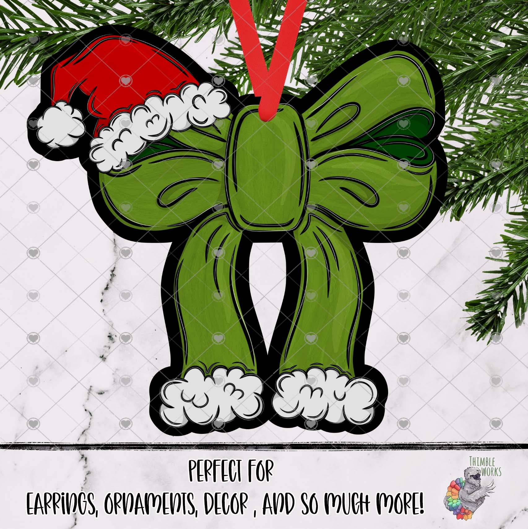 Green Santa Christmas Bow Design