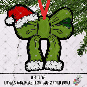 Green Santa Christmas Bow Design