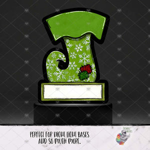 Green Snowflake Elf Stocking Light Base Design