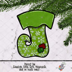 Load image into Gallery viewer, Green Snowflake Elf Stocking Design
