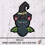 Load image into Gallery viewer, Green Distressed Bat with Witches Hat Design
