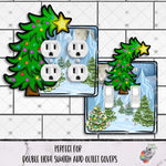 Load image into Gallery viewer, Green Whimsical Christmas Double Light Switch and Outlet Design
