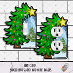 Load image into Gallery viewer, Green Whimsical Christmas Single Light Switch and Outlet Design
