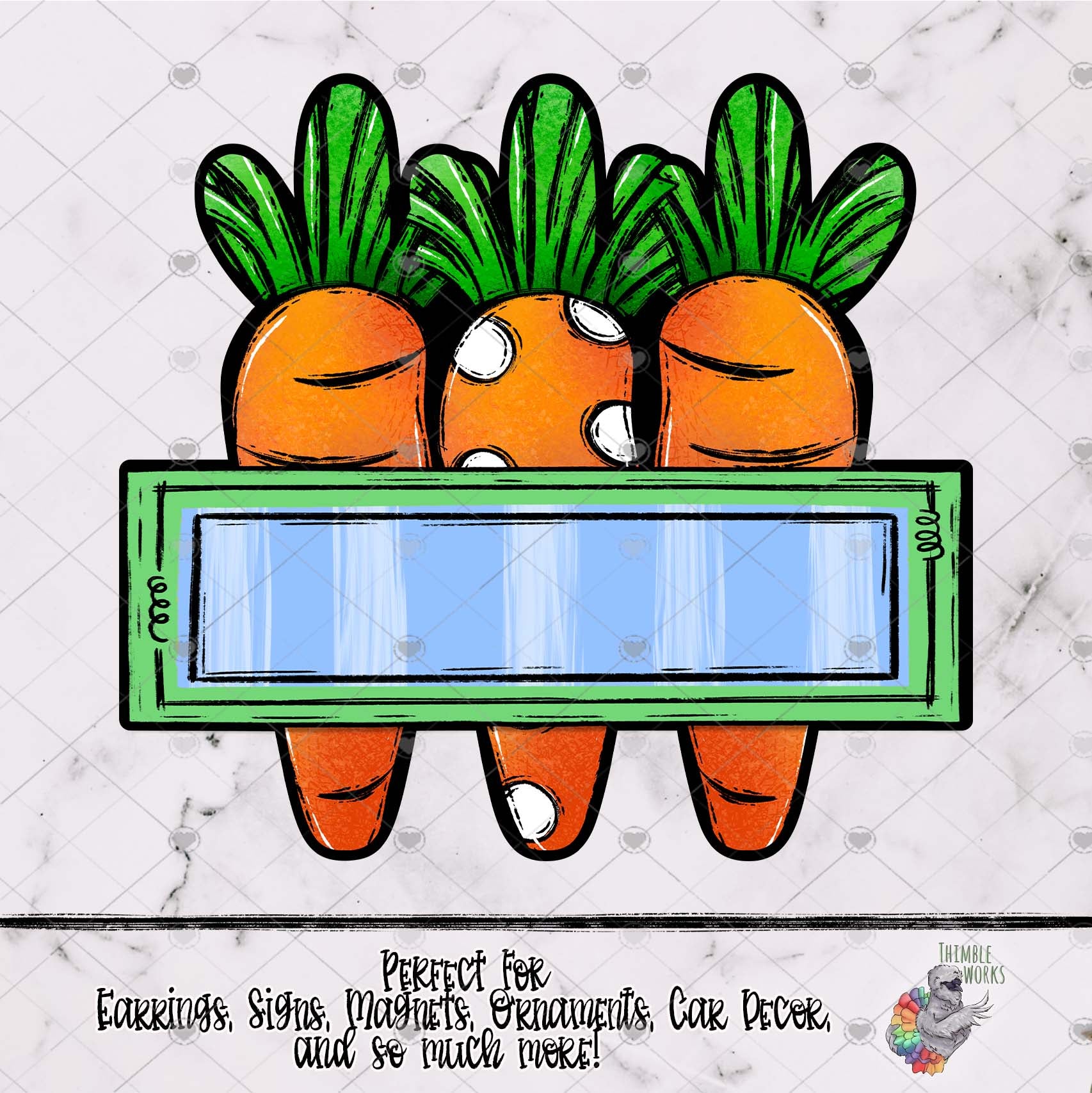 Blue and Green Three Carrot Sign Sublimation Design