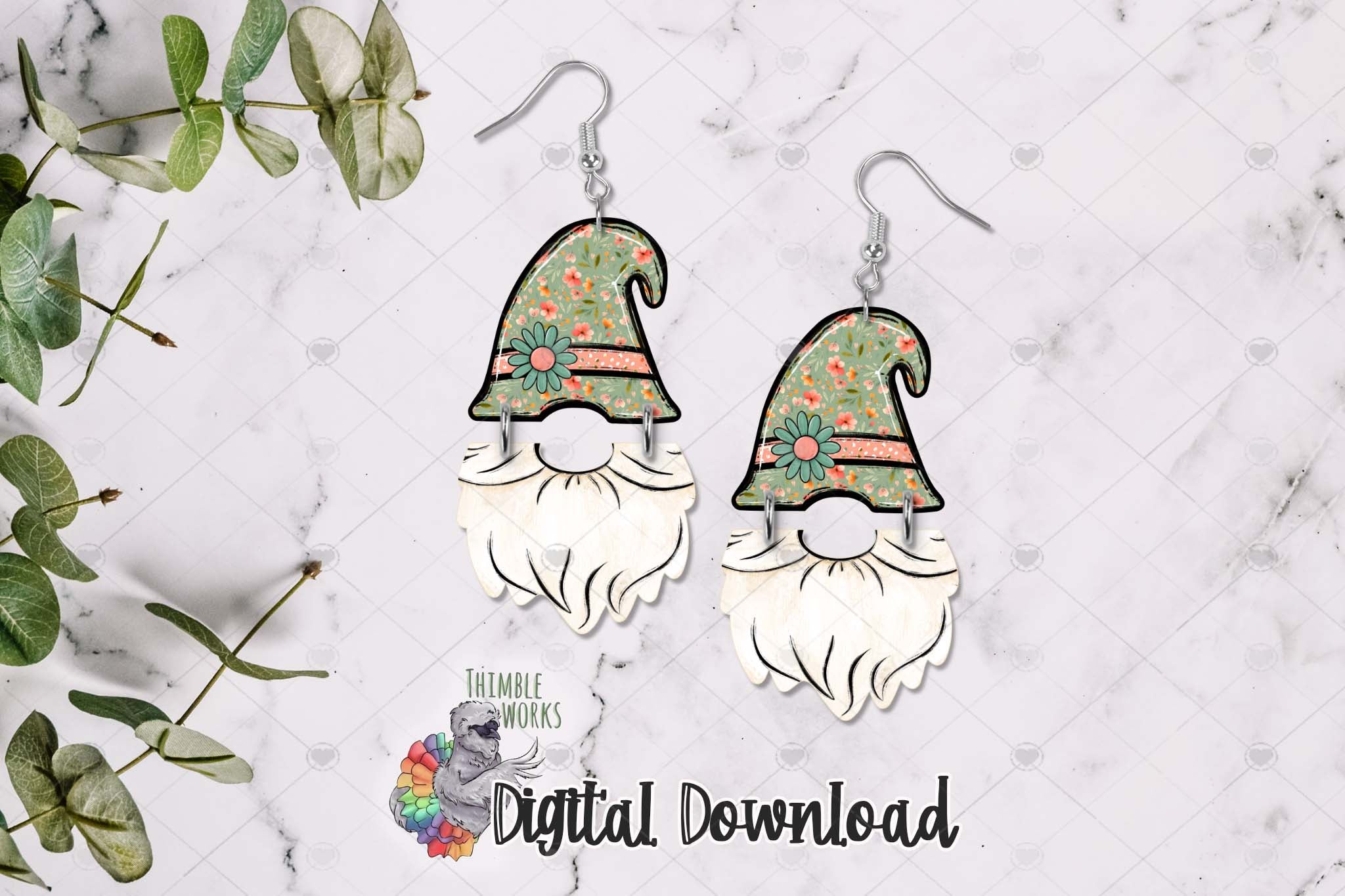 Green and Pink Boho Gnome Hat and Beard Design