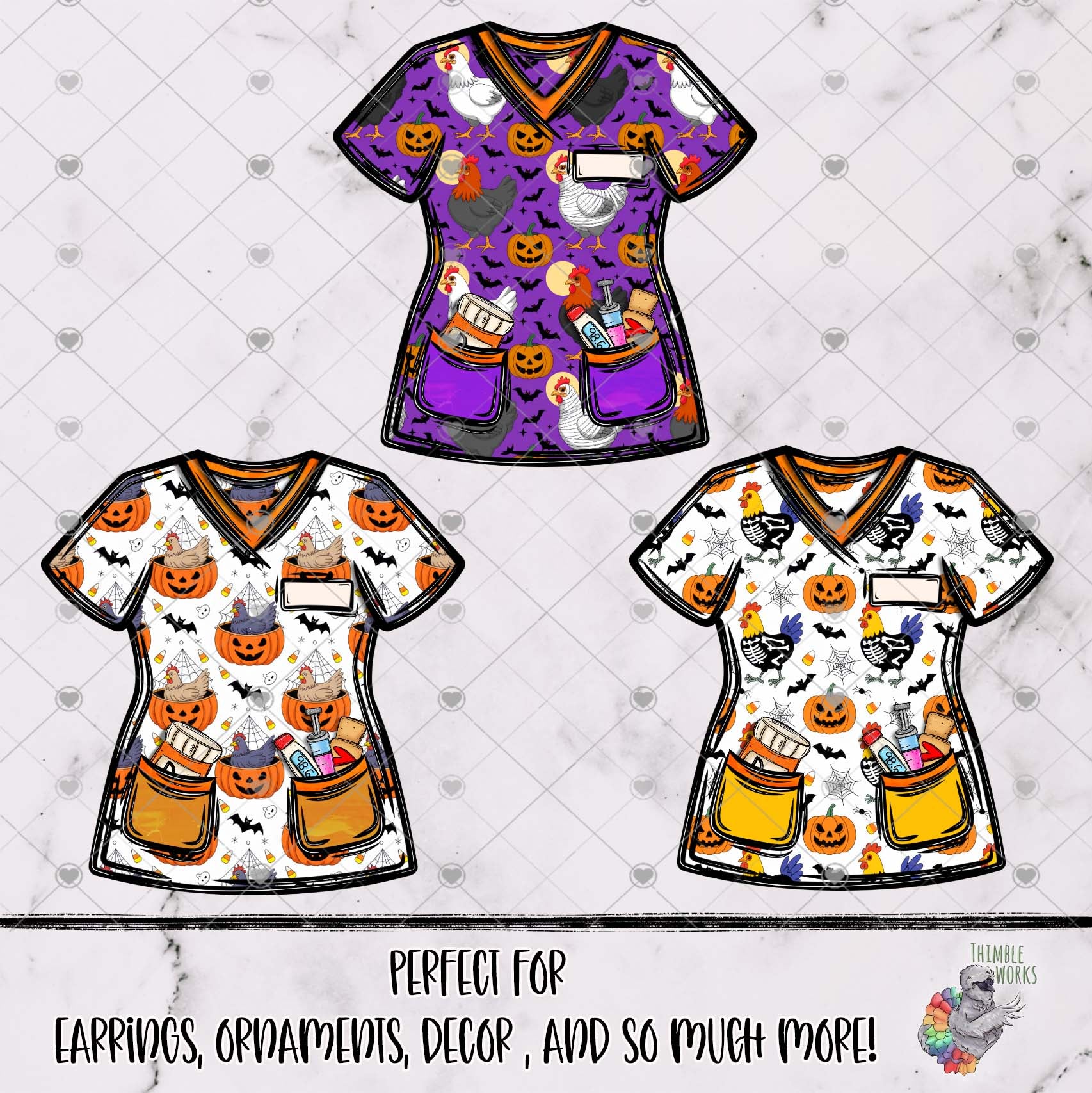 Halloween Chicken Scrub Top Design