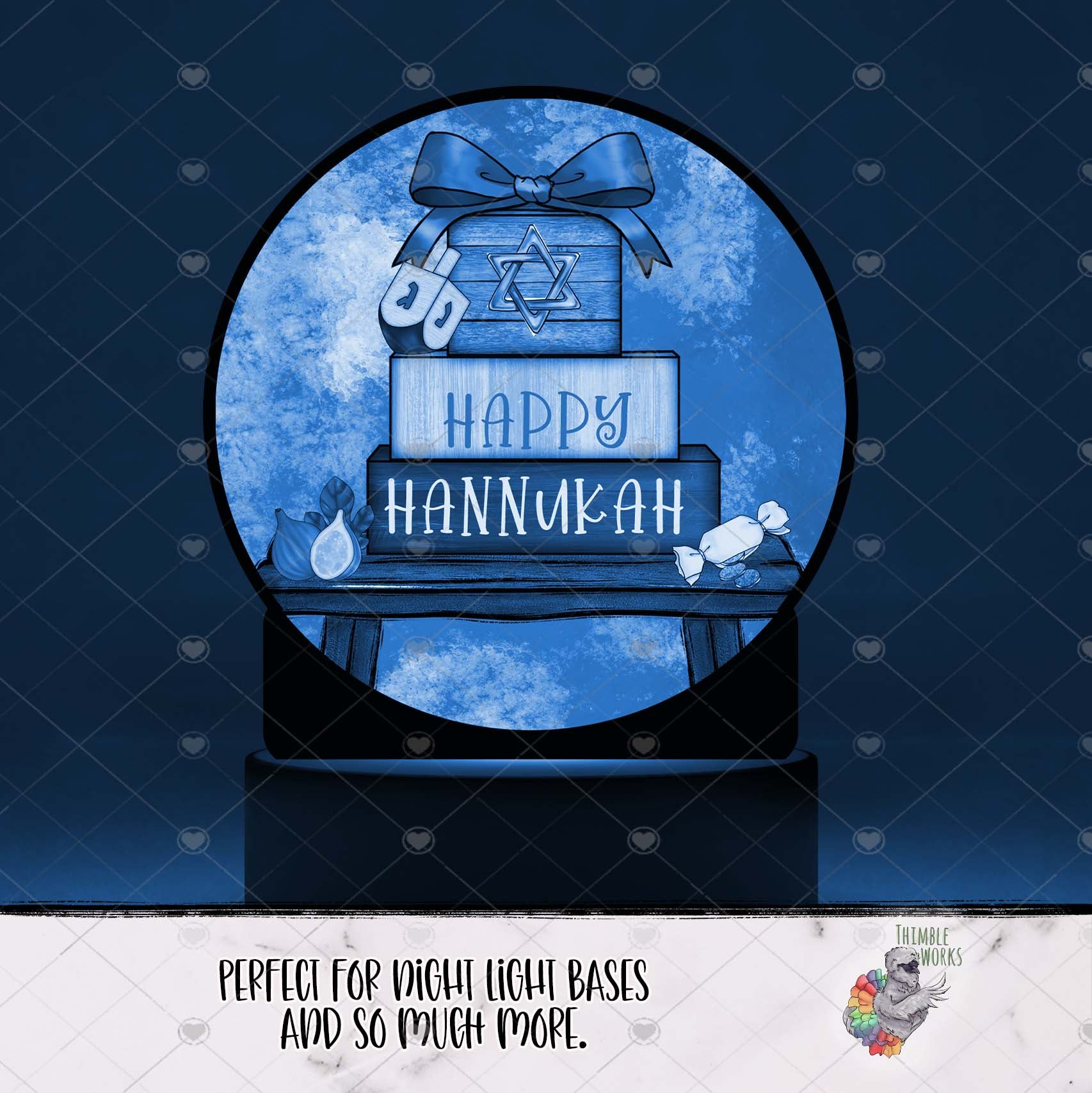 Happy Hannukah Round Light Base Design