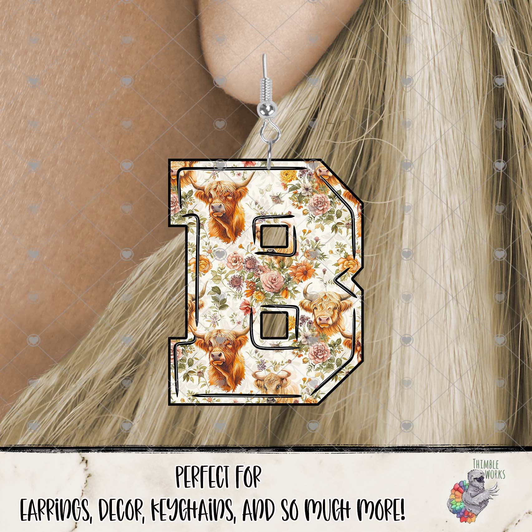 Highland Cow Letter B Design