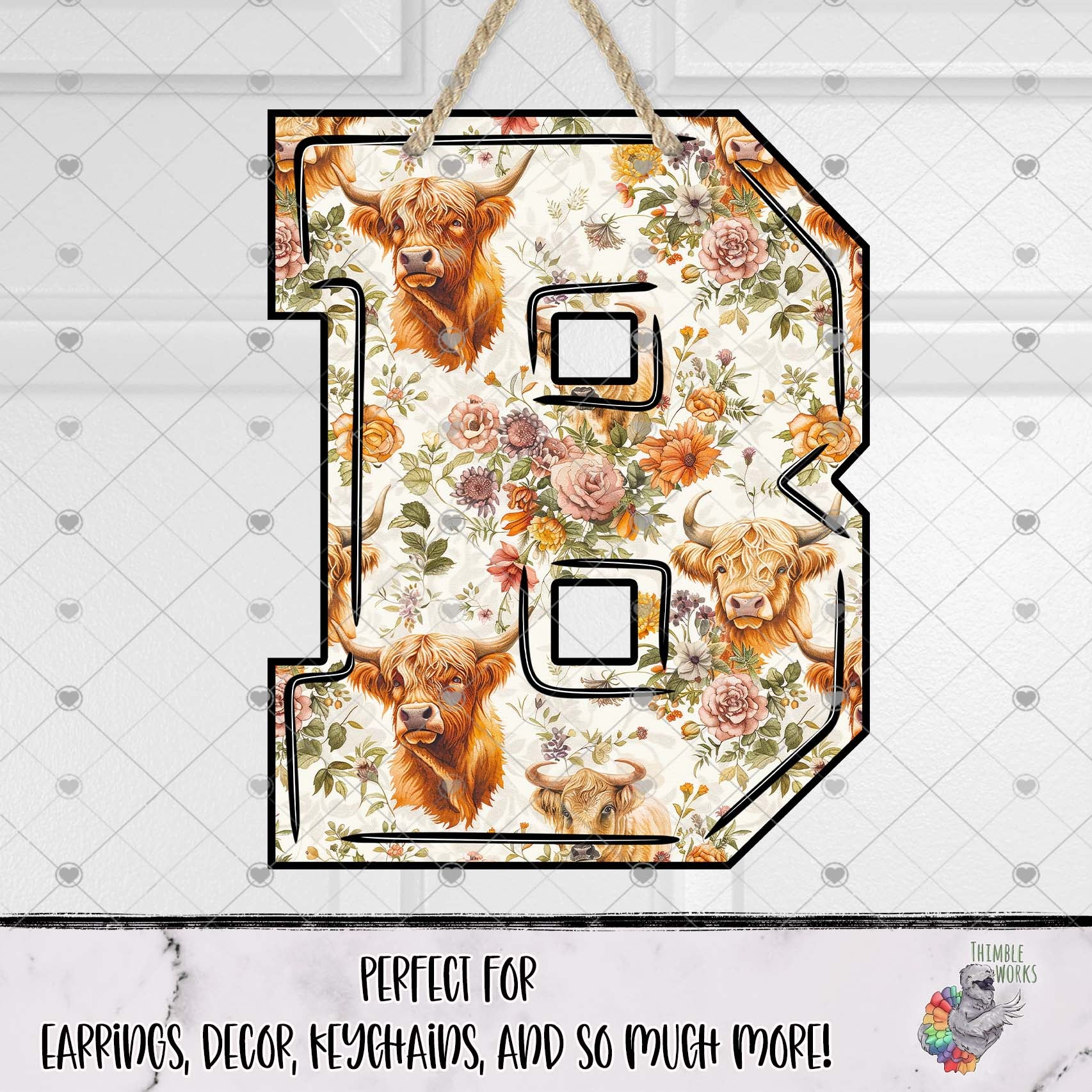 Highland Cow Letter B Design