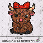 Load image into Gallery viewer, Red Kawaii Highland Cow Bow Design
